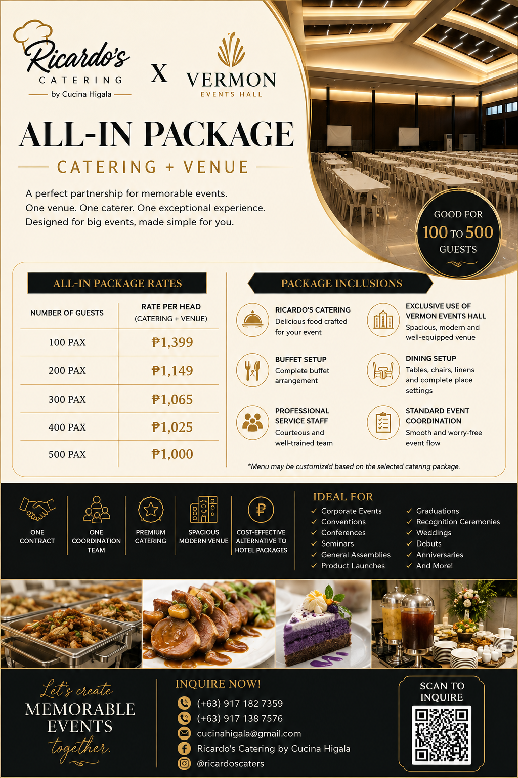 Ricardo's Catering x Vermon Events Hall All-In Package